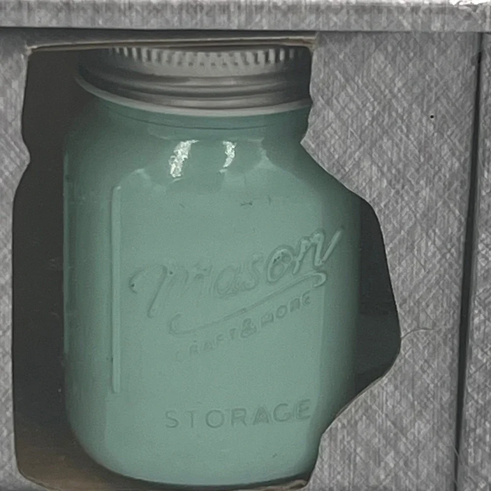 Mason Salt Pepper Shakers 4oz Mint Green Glass Vintage Style New
